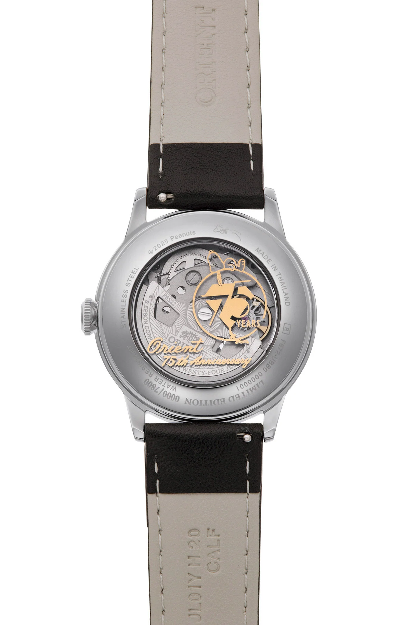 ORIENT RA-AC0M16S Mechanical Classic  Peanuts™ Watch, Leather Strap - 38.4mm Limited - Image 4