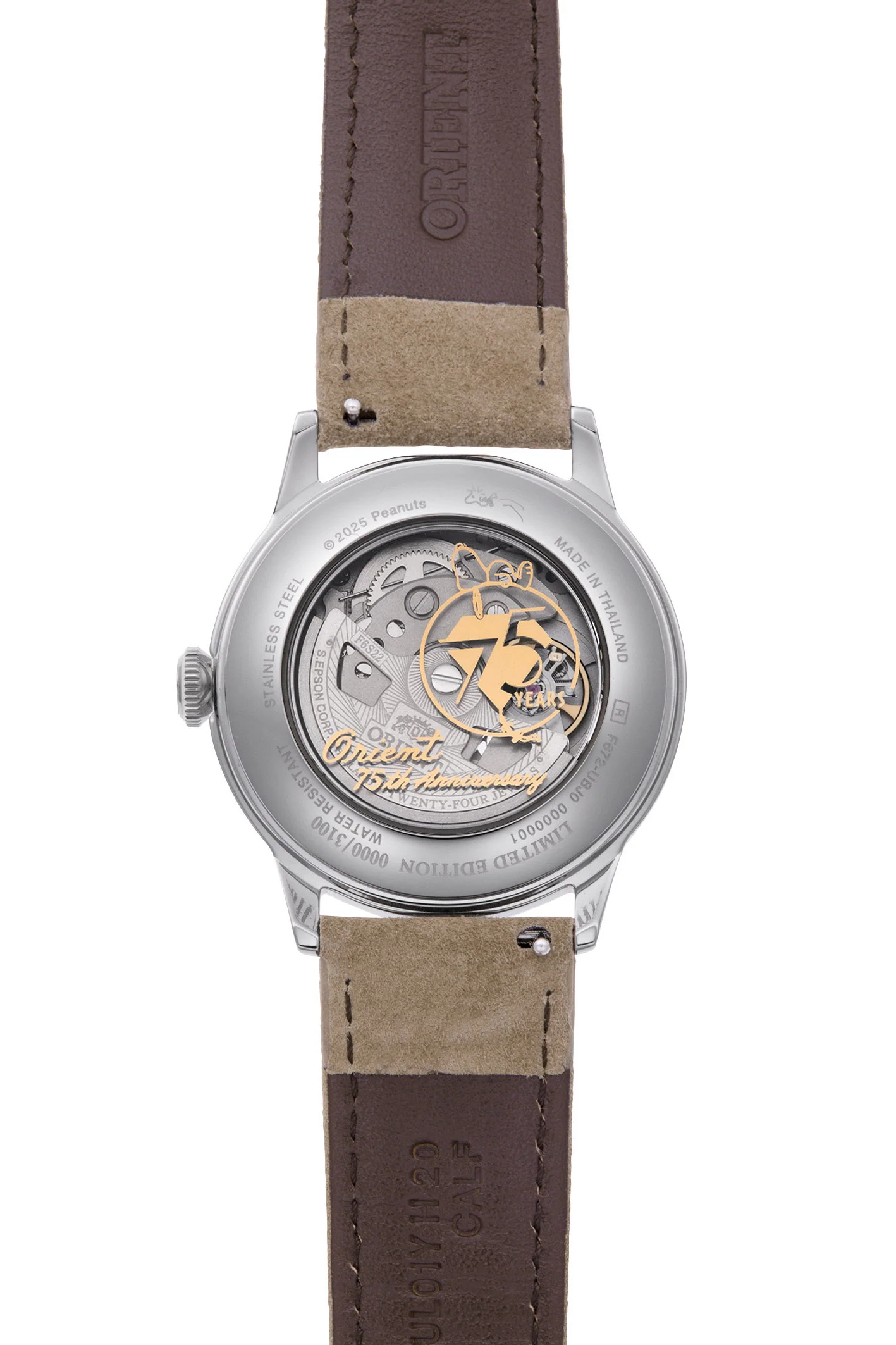 ORIENT RA-AC0M17G Mechanical Classic Peanuts™ Watch, Leather Strap - 38.4mm  Limited - Image 4