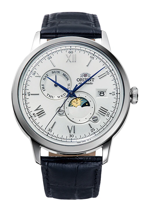 ORIENT RA-AK0802S Sun and Moon with Open Heart Classic Automatic Leather Strap Watch