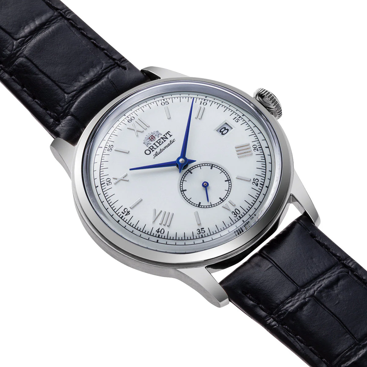 ORIENT RA-AP0104S Bambino 38.4mm  Silver Dial Small Seconds Automatic Black Leather Strap Watch - Image 2