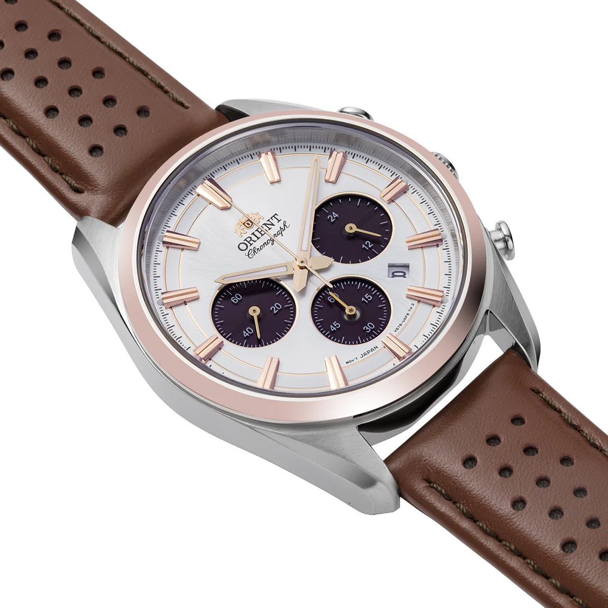 ORIENT RA-TX0306S10B Quartz Contemporary Watch, Leather Strap Gens Solar Chrono L,B 200MTR - Image 2